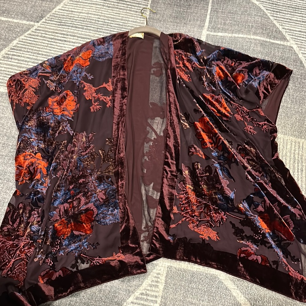 Floral Velvet Kimono Cardigan